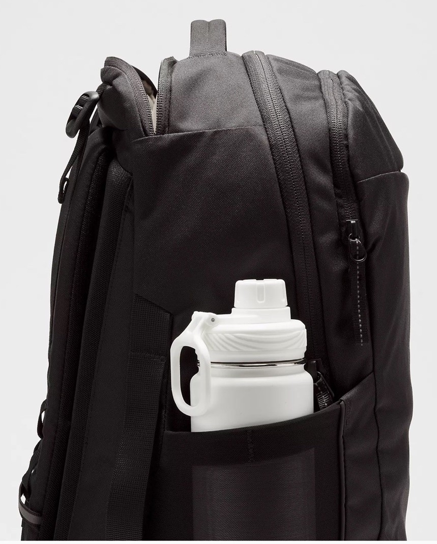 Lululemon Triple-Zip Tech Canvas, 28L Backpack In Black / Tan Interior