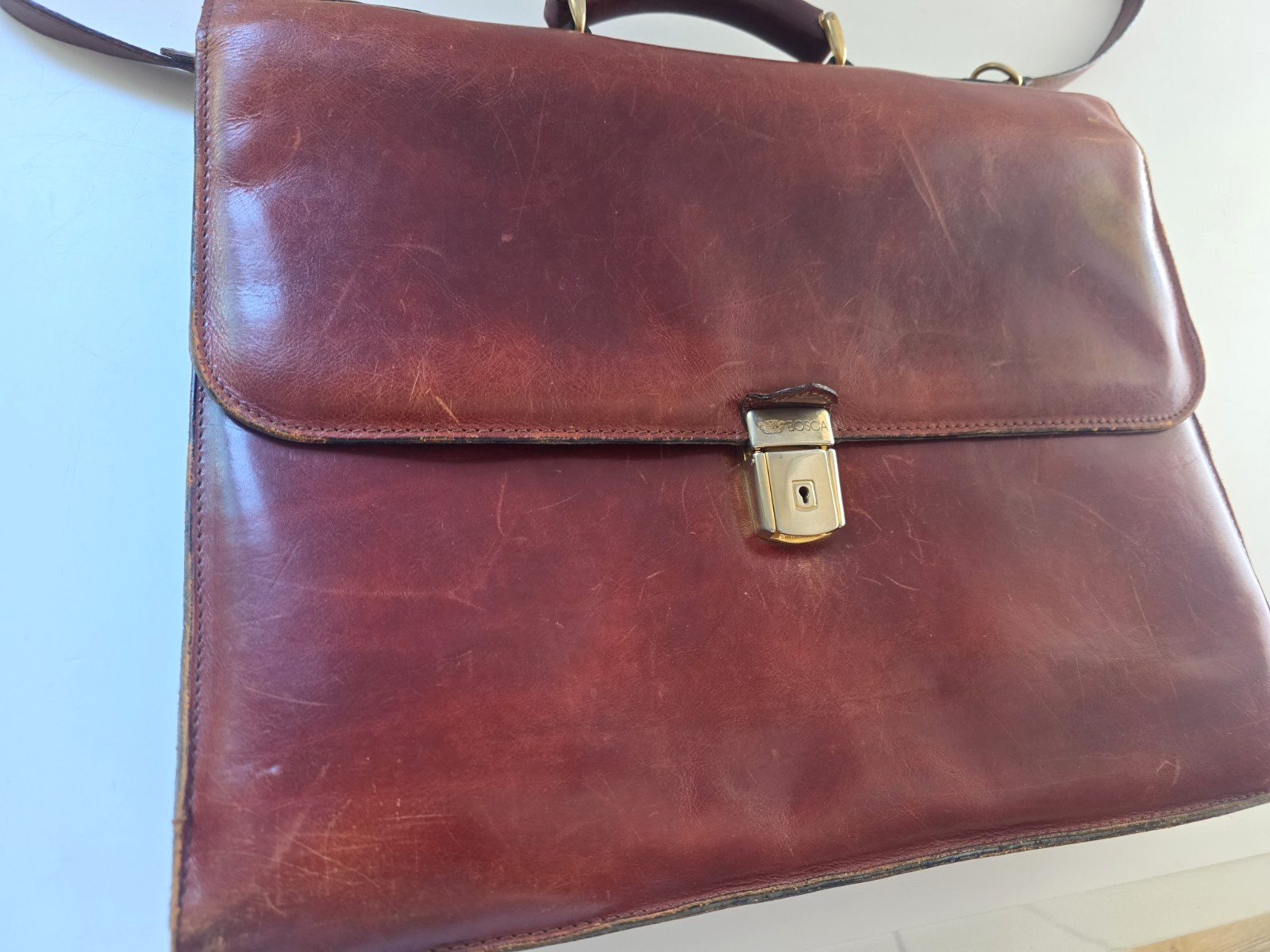 CLASSIC Vintage Leather BOSCA Executive Business Professional Briefcase Bag Men
