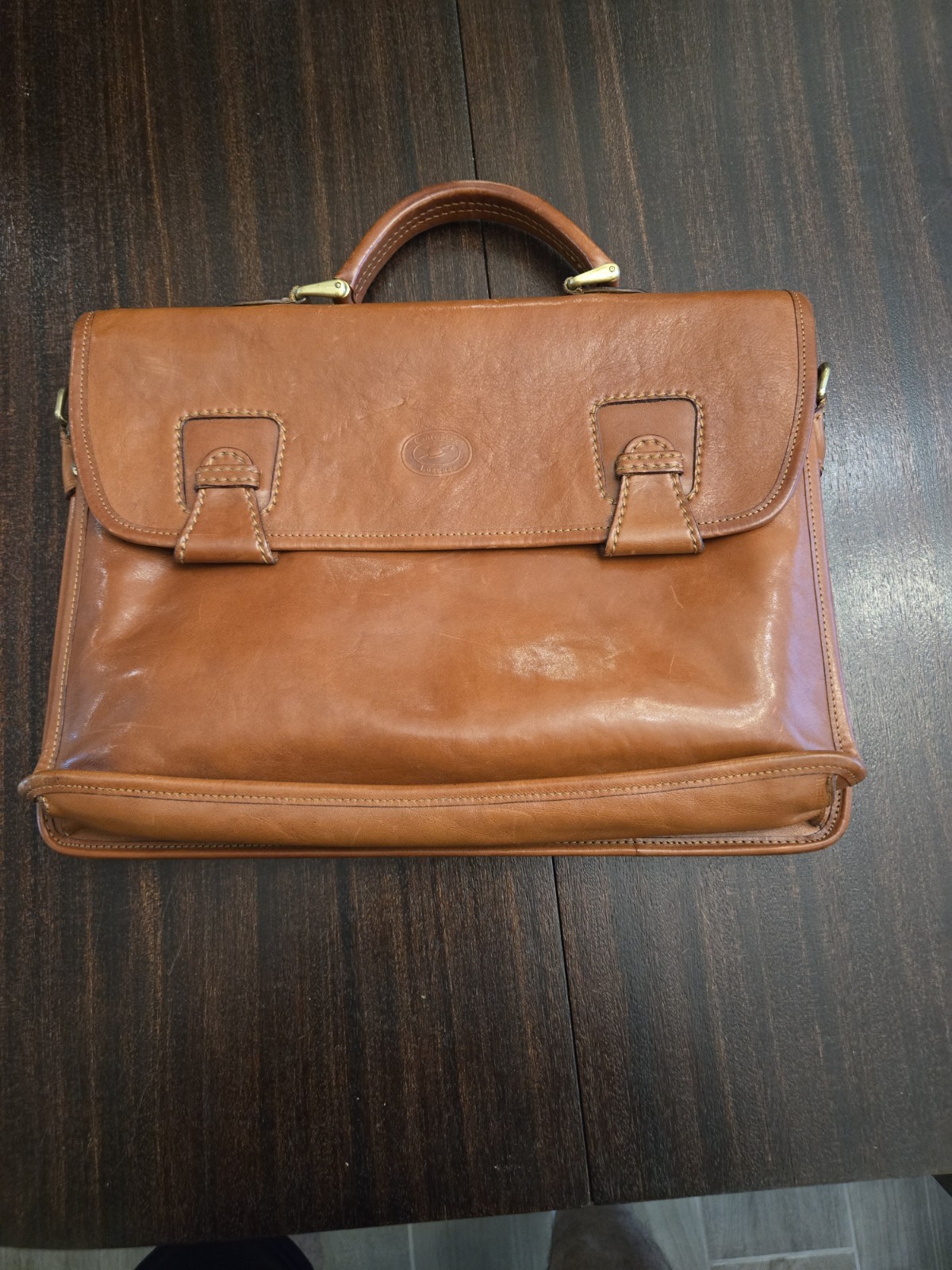 Mens Leather Conte Max Briefcase Made In Italy