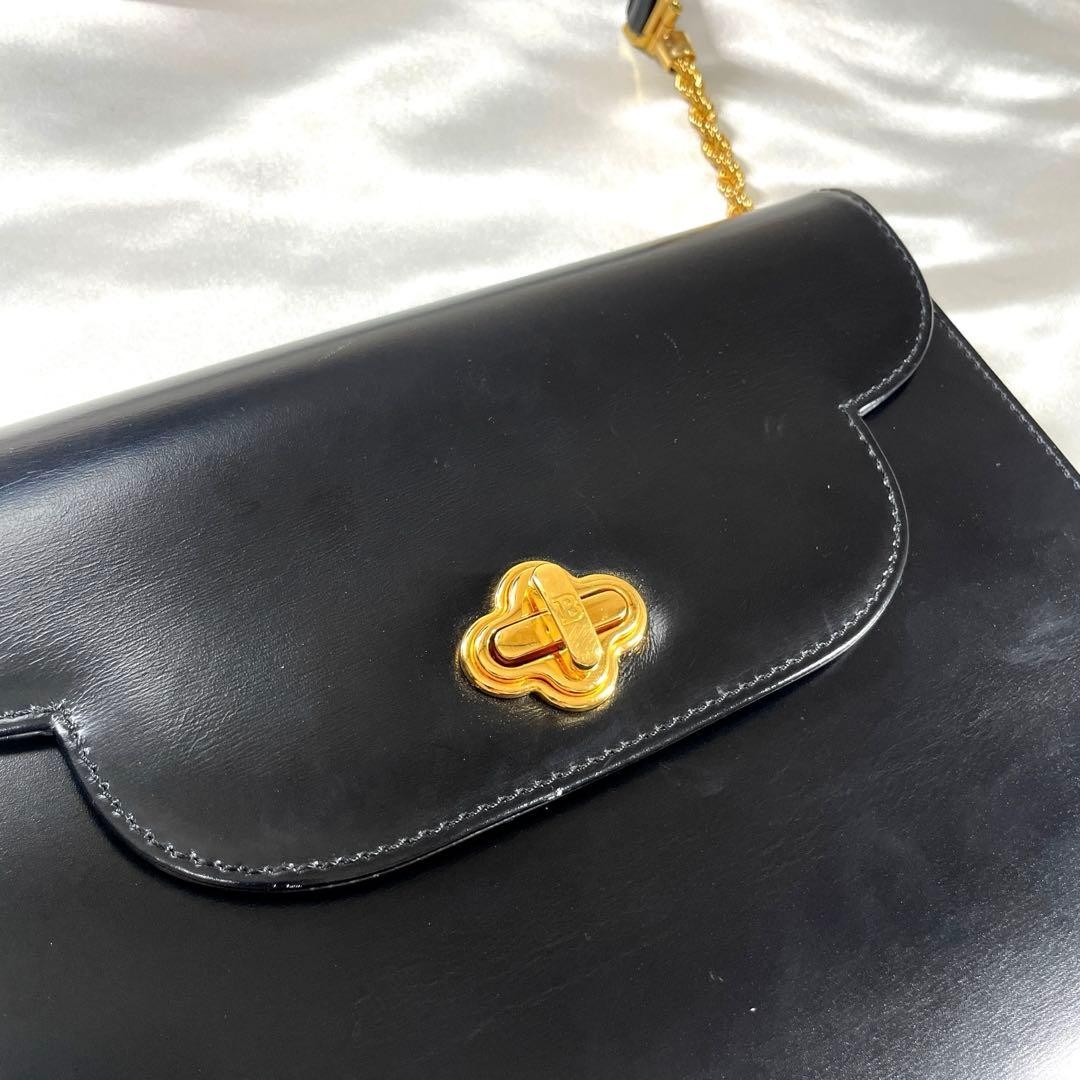 Authentic Bally Leather Shoulder Bag Black 6.5in Compact Vintage Purse