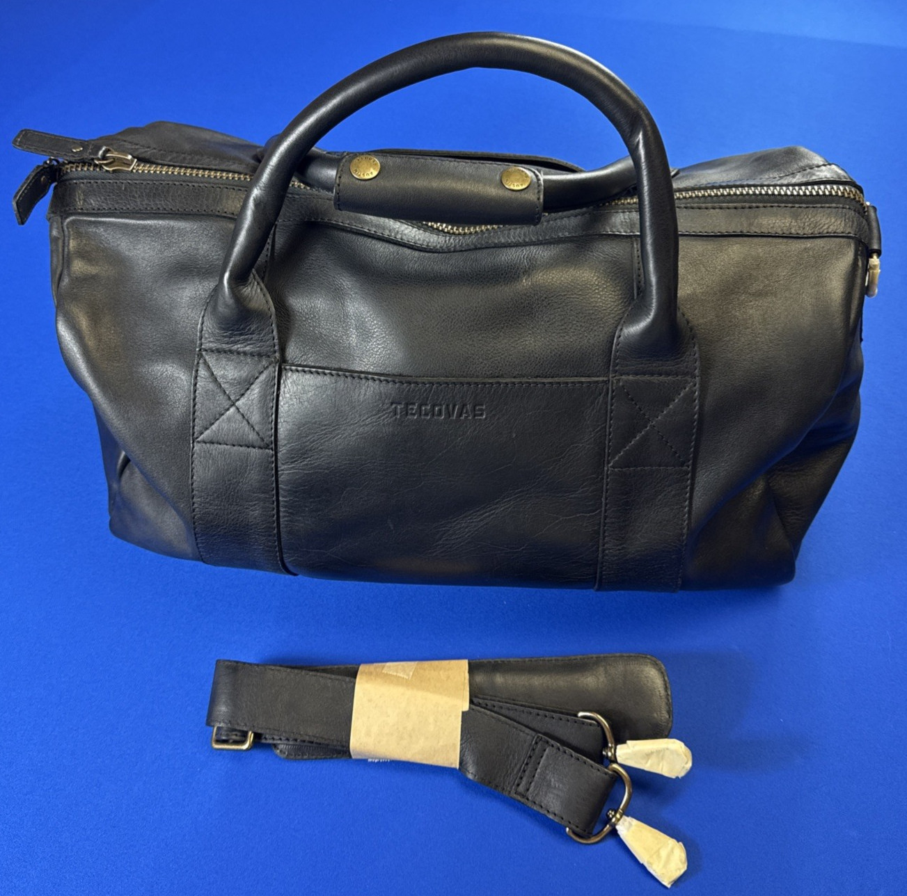 Tecovas Leather Weekender Duffle Bag Medium Midnight Black Carry On Travel