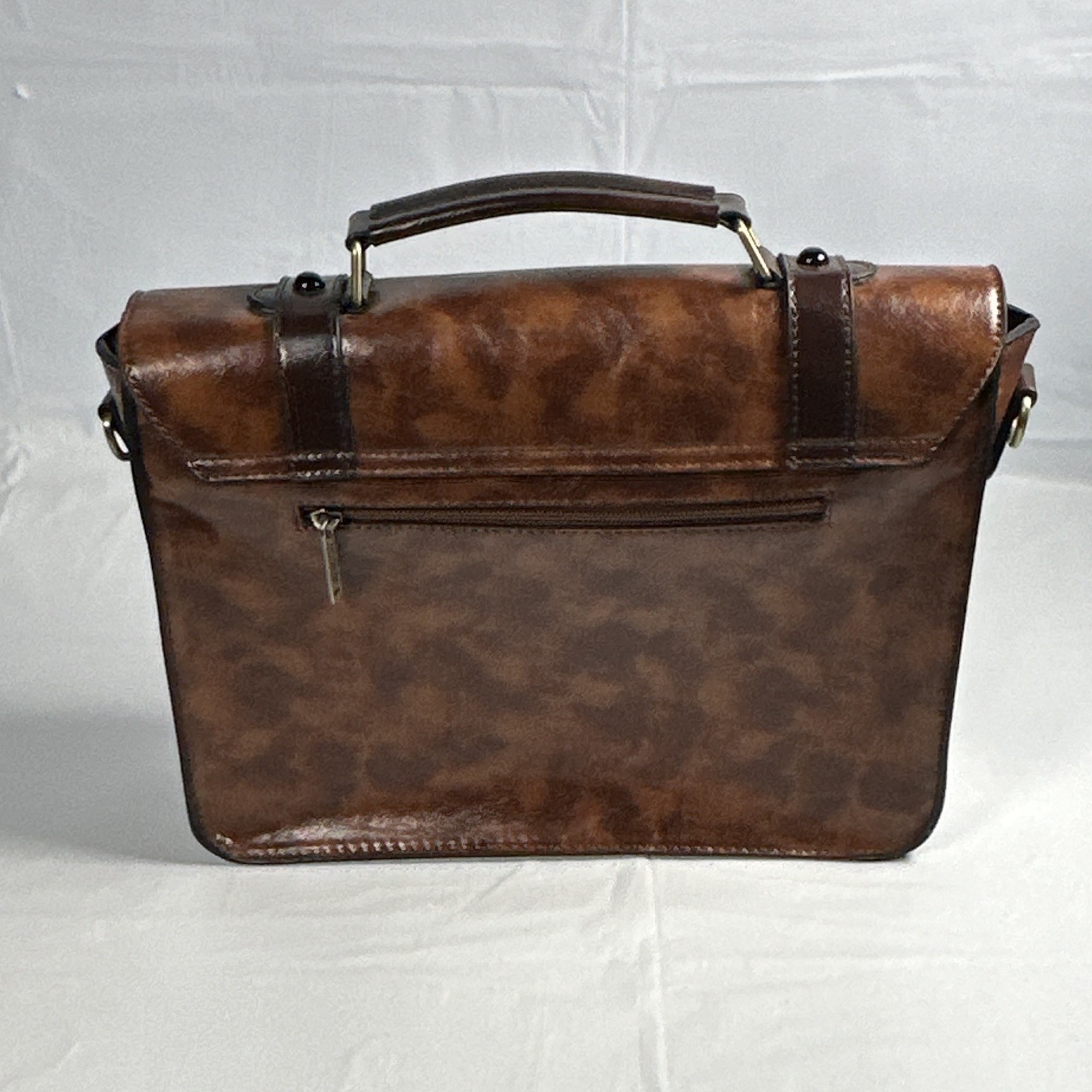 ECOSUSI Brown Messenger Briefcase Bag Buckle Closure Top Handle Pockets
