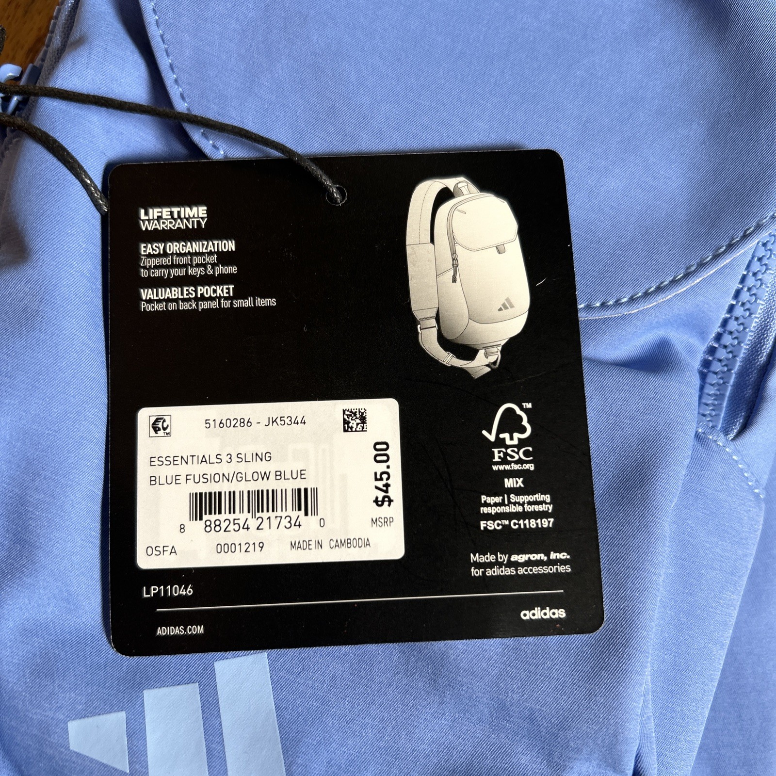 Adidas Unisex Essentials 3 Sling Adjustable Strap Crossbody Bag Blue Fusion Glow