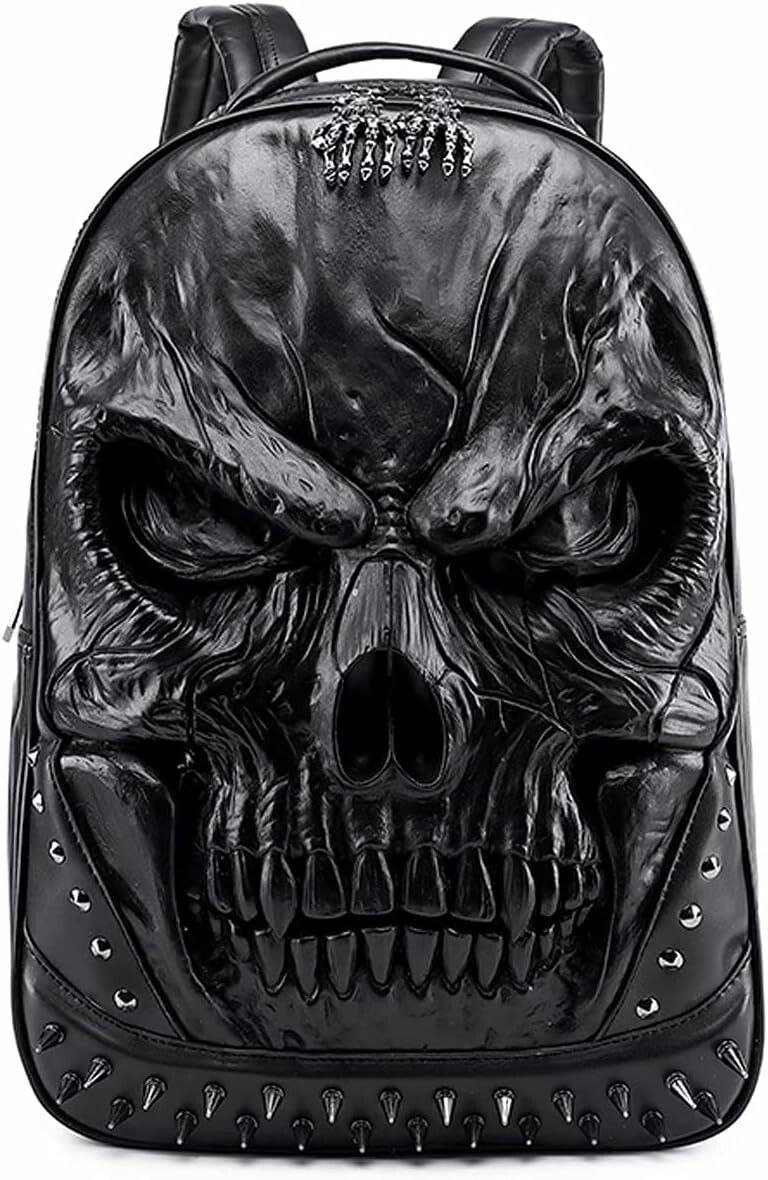 3D PU Leather Skull Backpack College/High School Bags Bookbag School Computer Ba