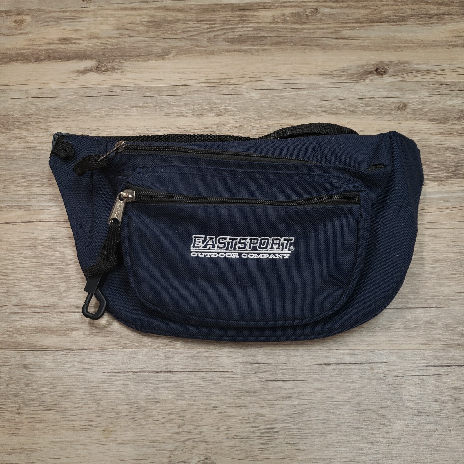 Eastsport Black Fanny Pack Waist Bag Belt 3 Zipper Pockets 11″x7″x4″