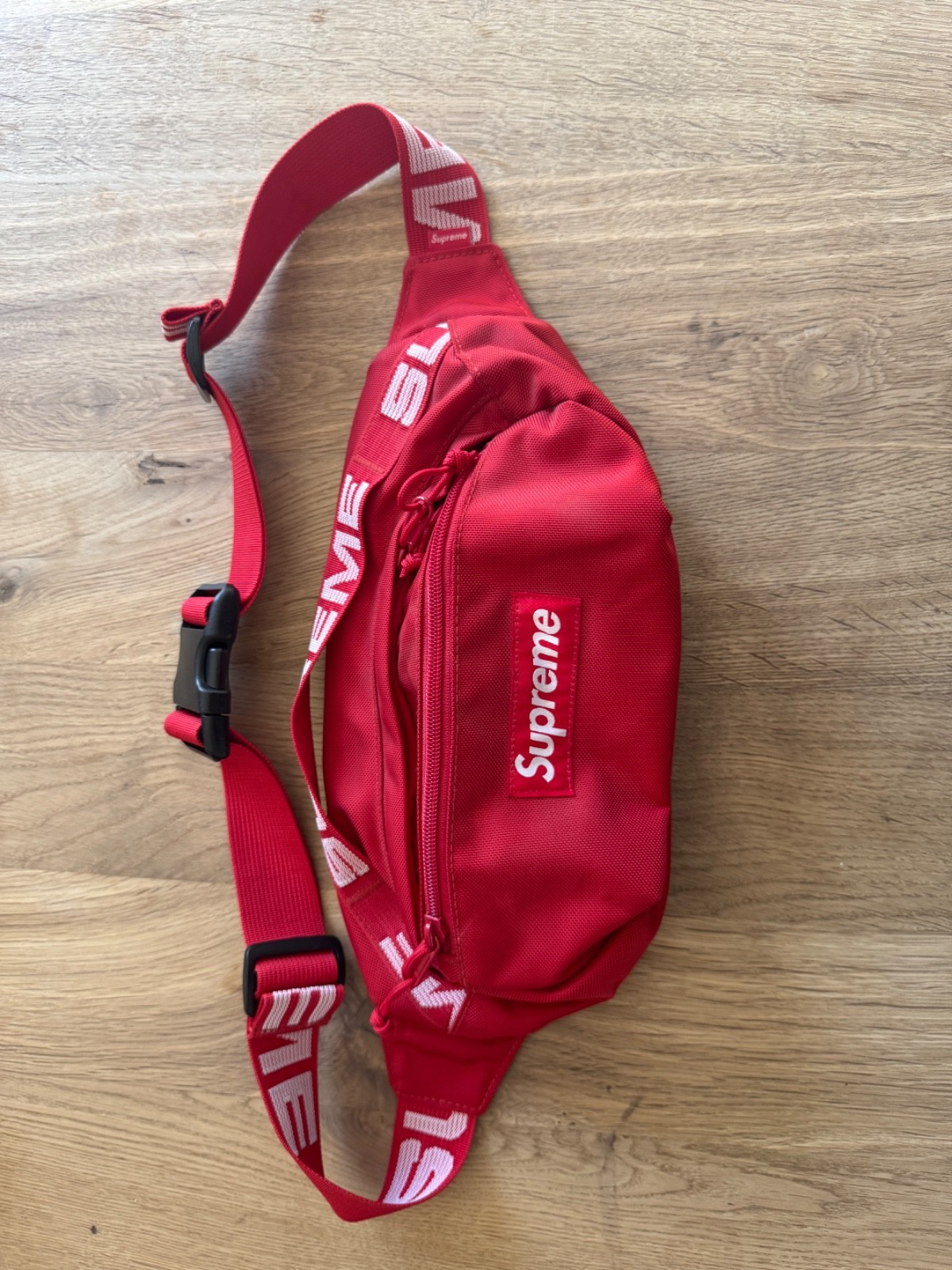100% Authentic Supreme Cordura Waist Pack Red, Red Logo, SS18