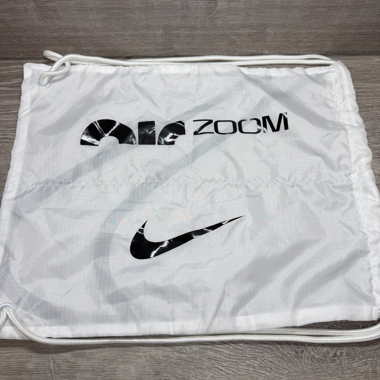 Nike Air Zoom Drawstring Bag White Black Track & Field Shoe Tote Cross Country