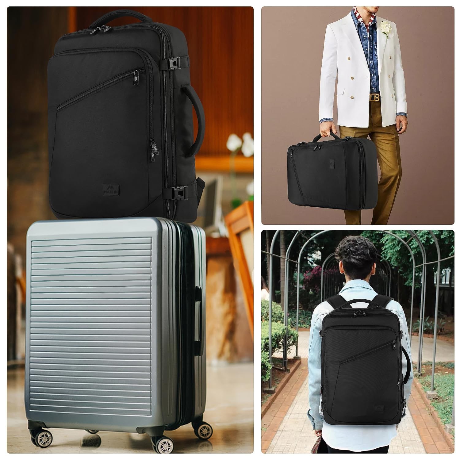 Extra Large Expandable Travel Backpack, Water Resistant Carry-On Bag, 40L, Light