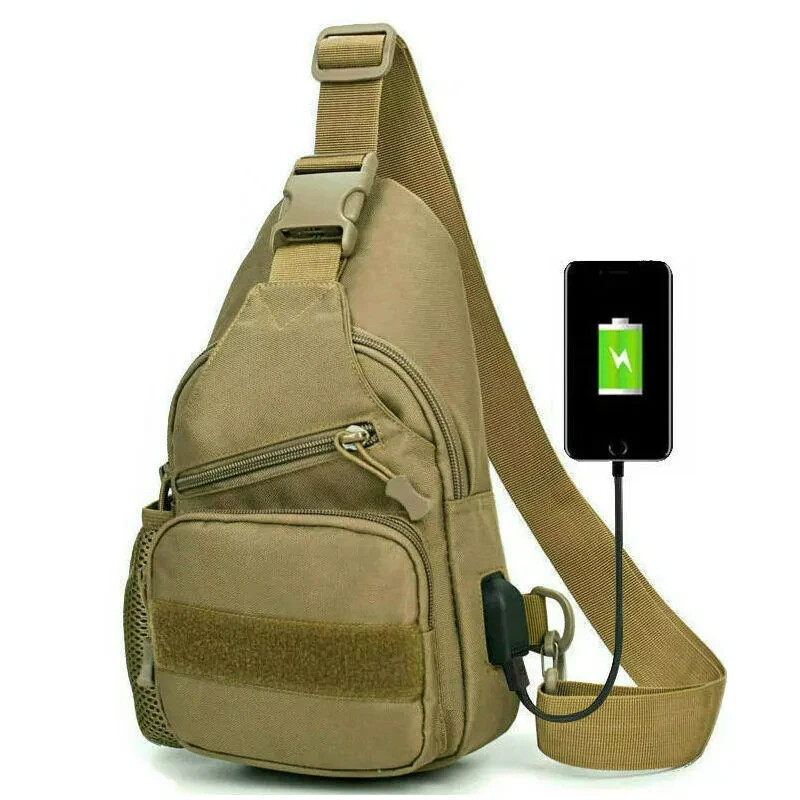 Men Backpack Molle Tactical Sling Chest Pack Shoulder Bag Outdoor Hiking Travel