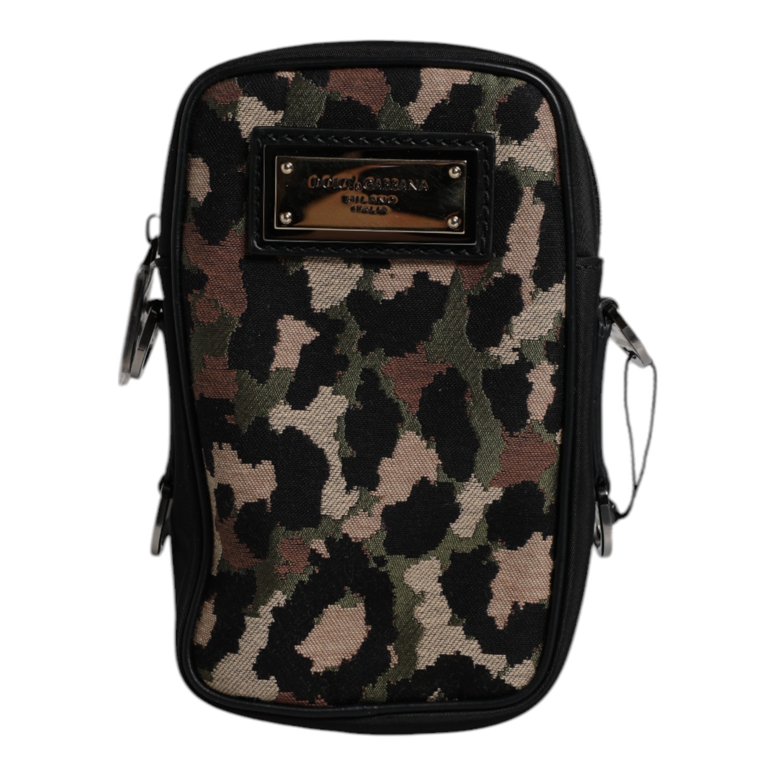 DOLCE & GABBANA Bag Multicolor Leopard Jacquard Logo Plaque Neck Strap 1460usd