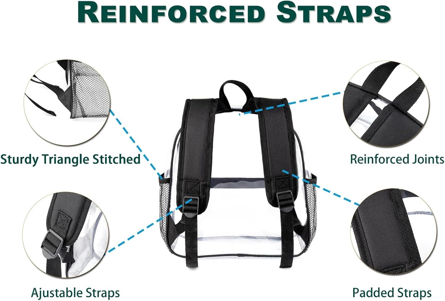 12X6X12 Clear Backpack Stadium Approved Mini Small Clear Bag for Stadium Events