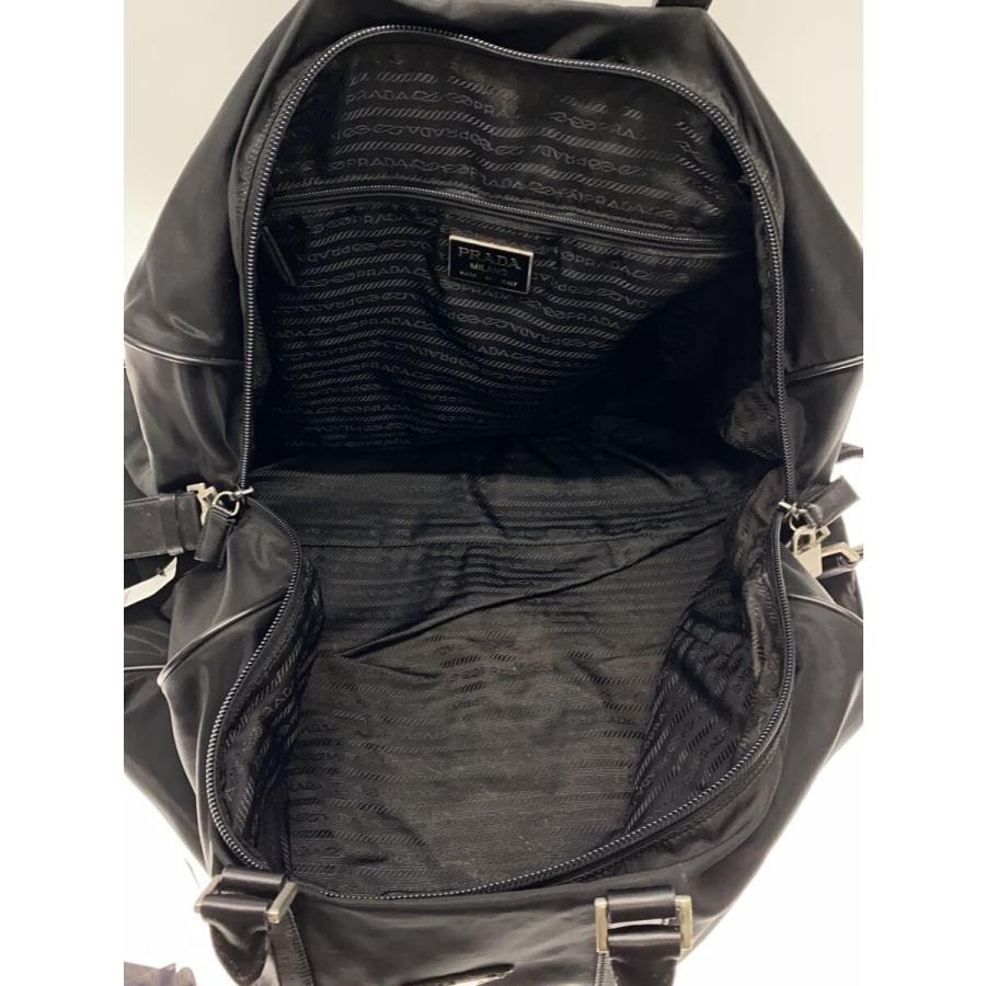 Auth PRADA Boston Bag Black Nylon Shoulder Strap Zipper Large Travel Solid Men’s