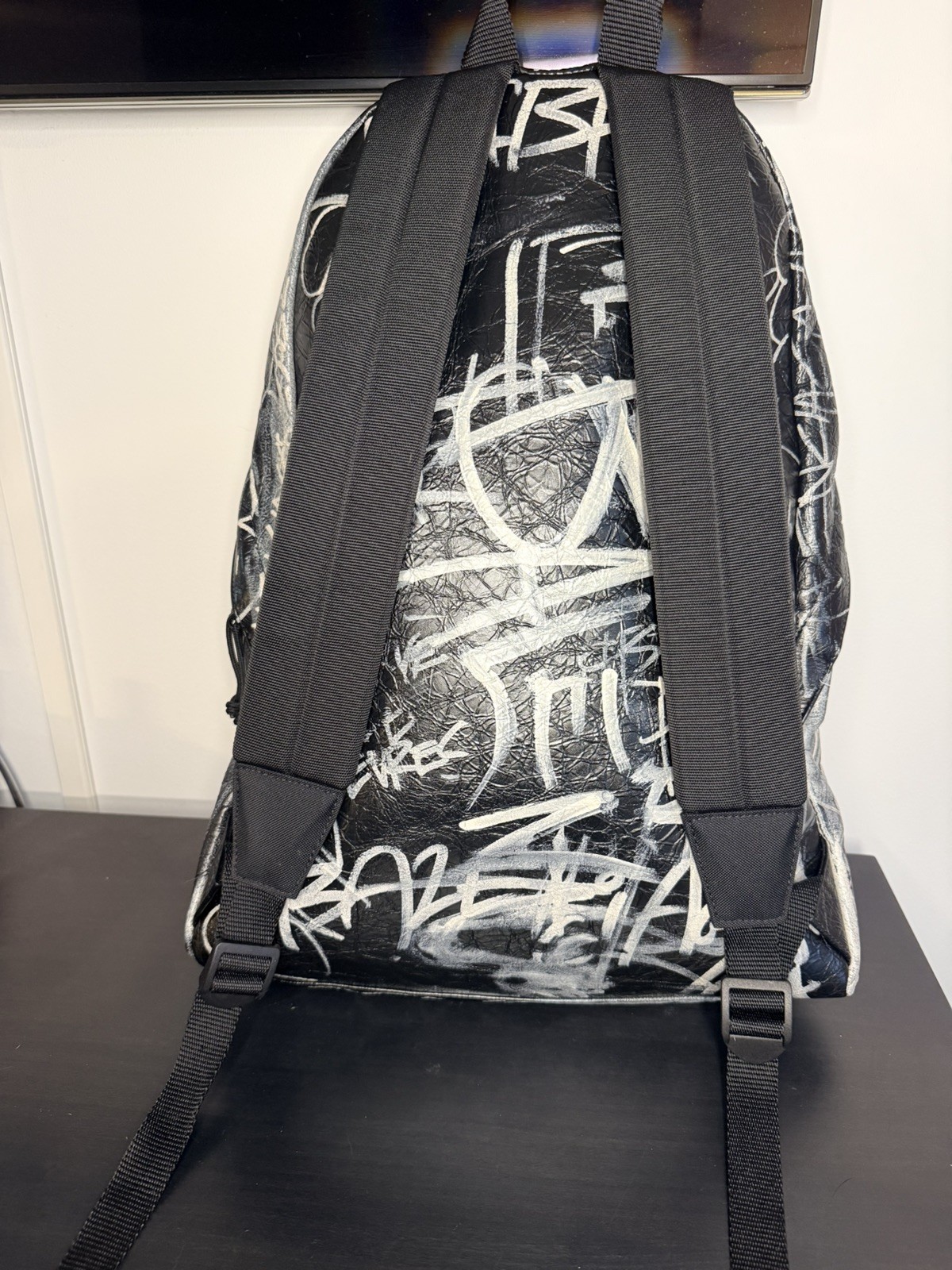 Balenciaga Explorer Graffiti Backpack Black Arena Lambskin Italy