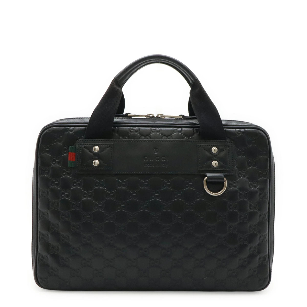 Gucci Guccissima rubber PC case business bag leather black silver hardware