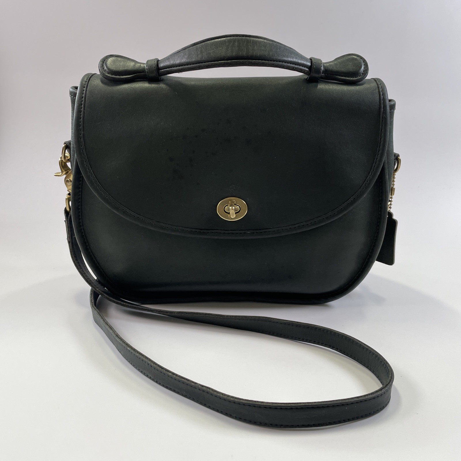 VTG Coach Plaza Bag 9865 (Large) USA Forest Green Leather Brass w/ Strap