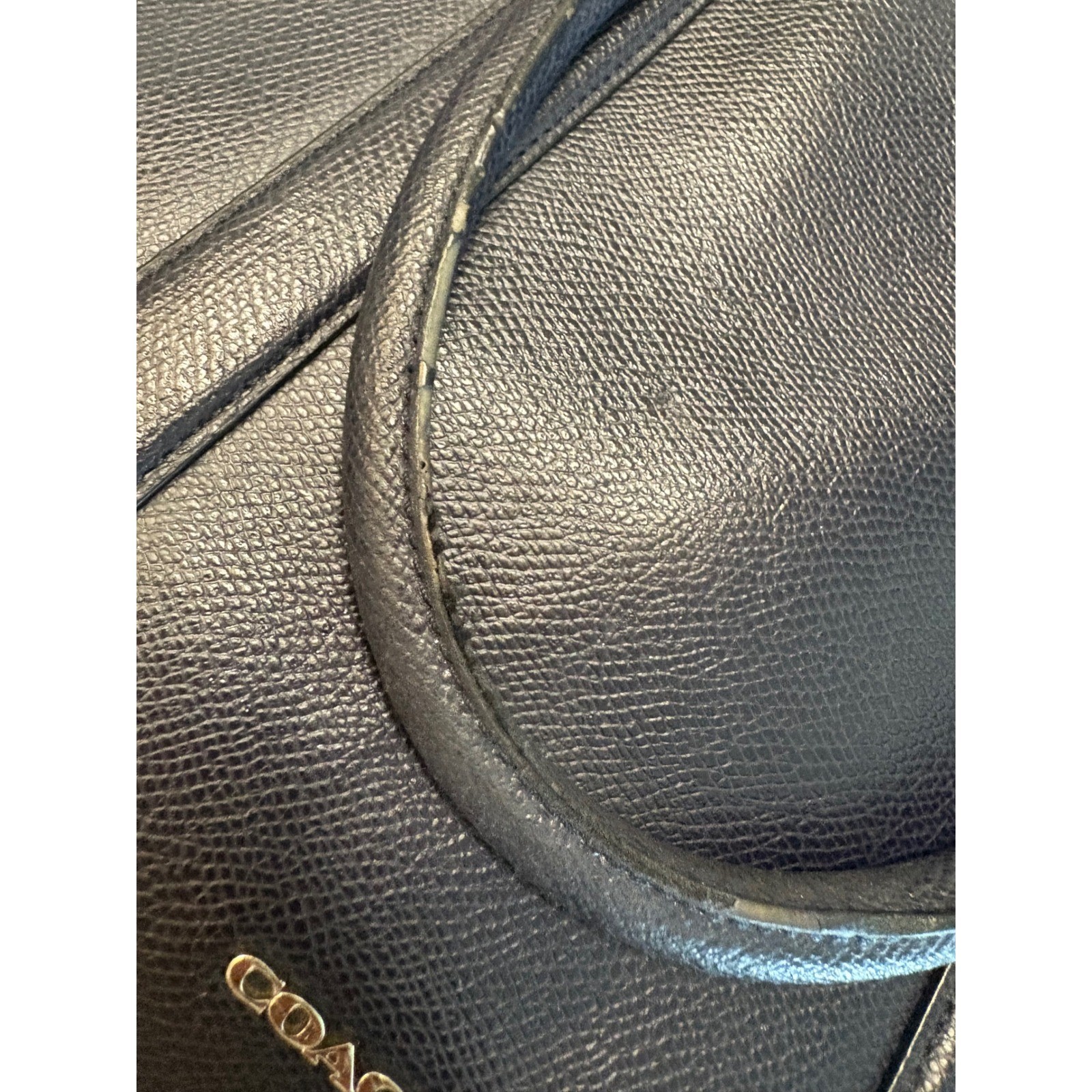 Coach Metropolitan Pebbled Leather Briefcase Laptop Bag Navy Blue Crossbody