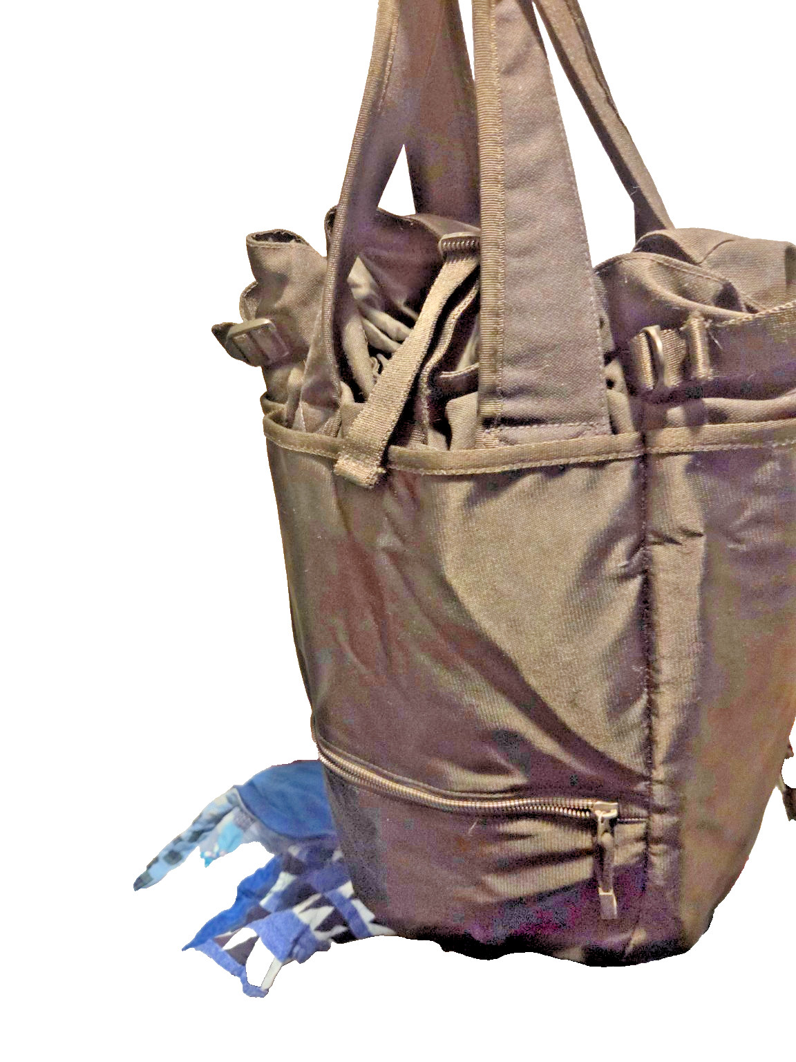 Black Convertible Tote Backpack Drawstring Laptop Travel Everyday Utility Bag