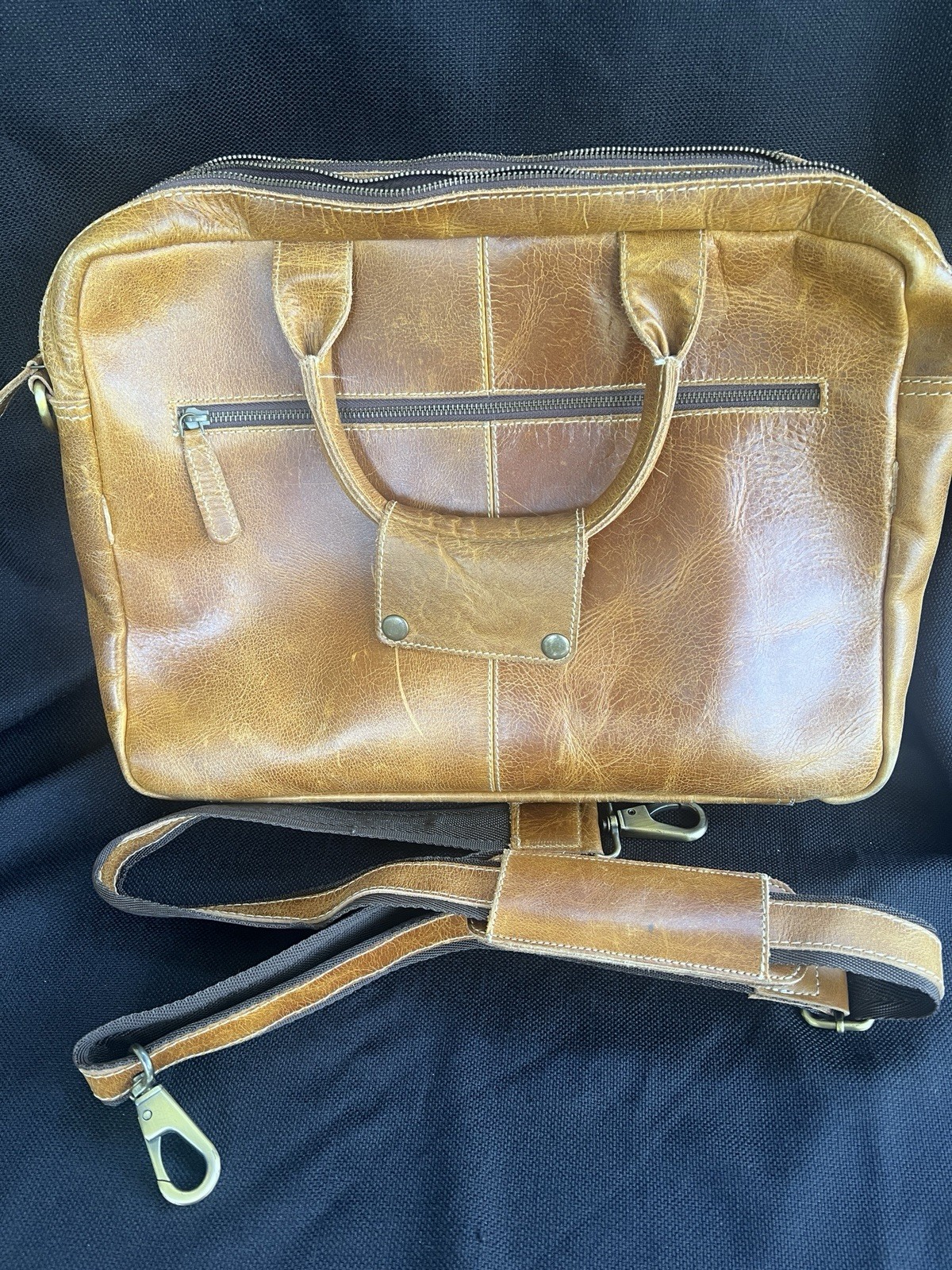 Distressed Handmade Leather messenger laptop computer case shoulder bag