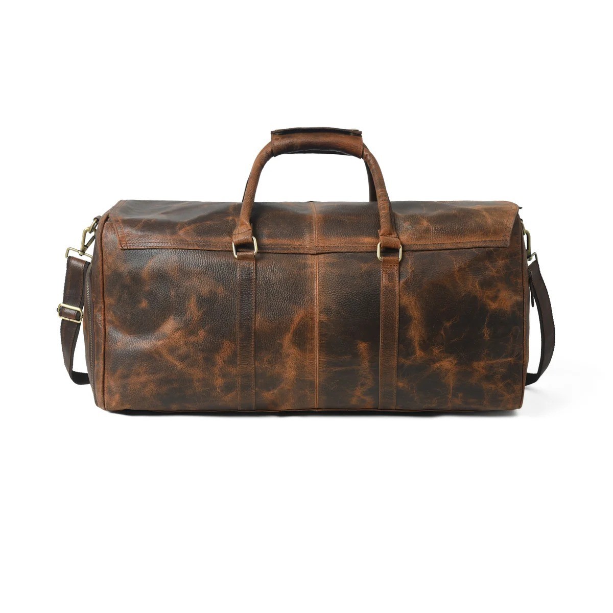 24″ Full Grain Buffalo Leather Duffle Bag Travel Weekender Carry On Brown
