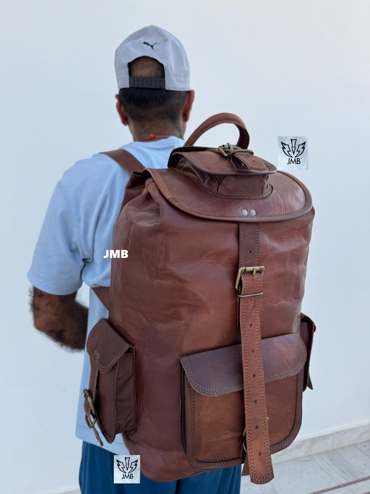 Vintage Popular Men Leather Backpack Laptop Large Shoulder Study Hiking Bag