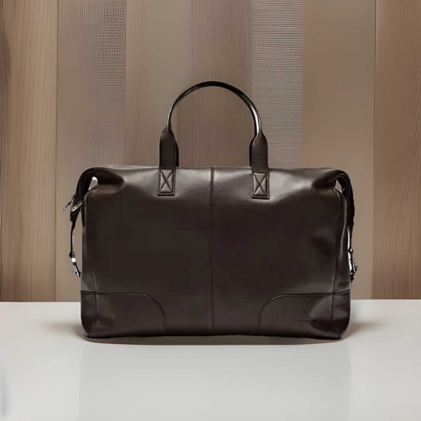Massimo Dutti Leather Large Bag Brown New With Tags Made In India. 18”x 17”x 8”