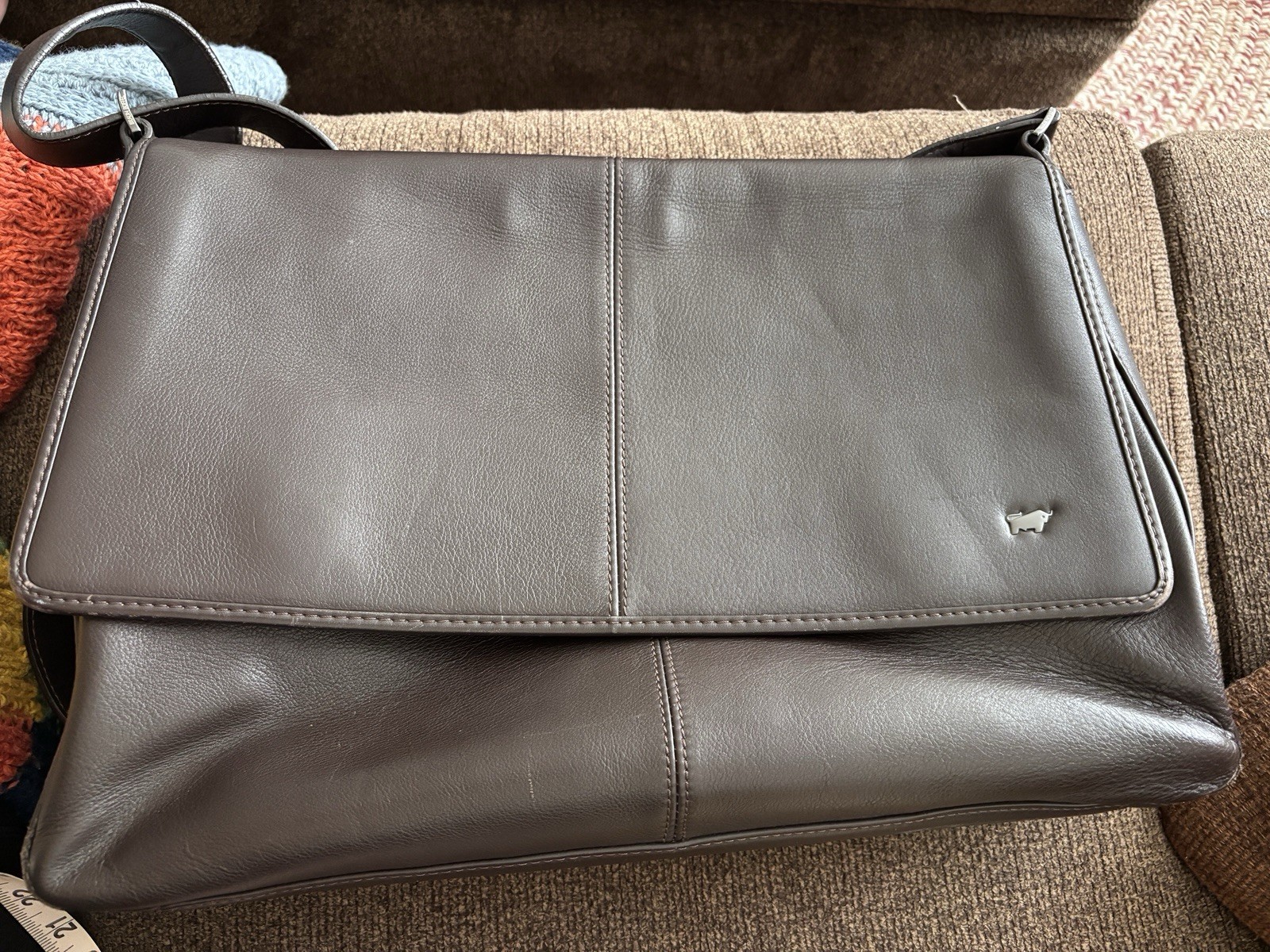Braun Buffel Original Leather Messenger Shoulder Bag Retro Modern Style Germany