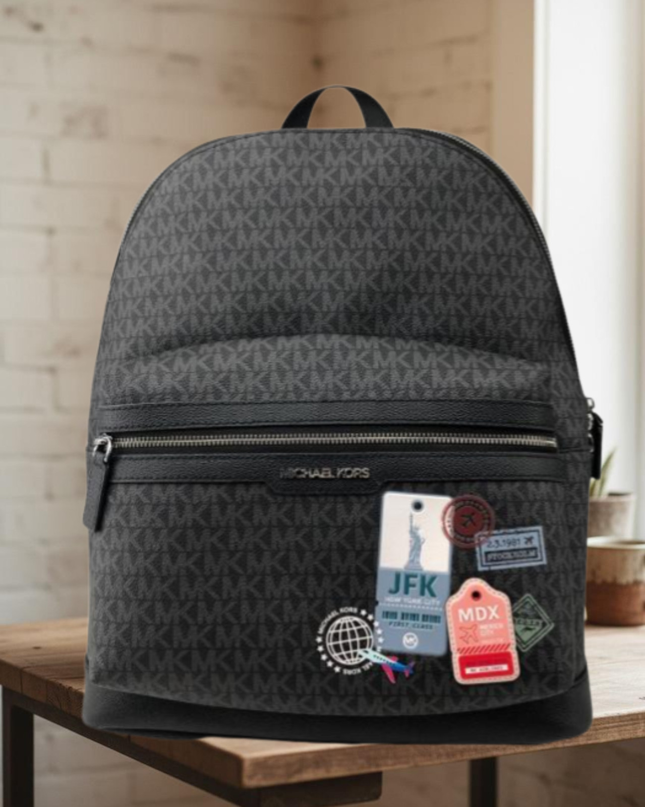 Michael Kors Cooper Medium Embellished Signature Logo Travel Backpack Black Men