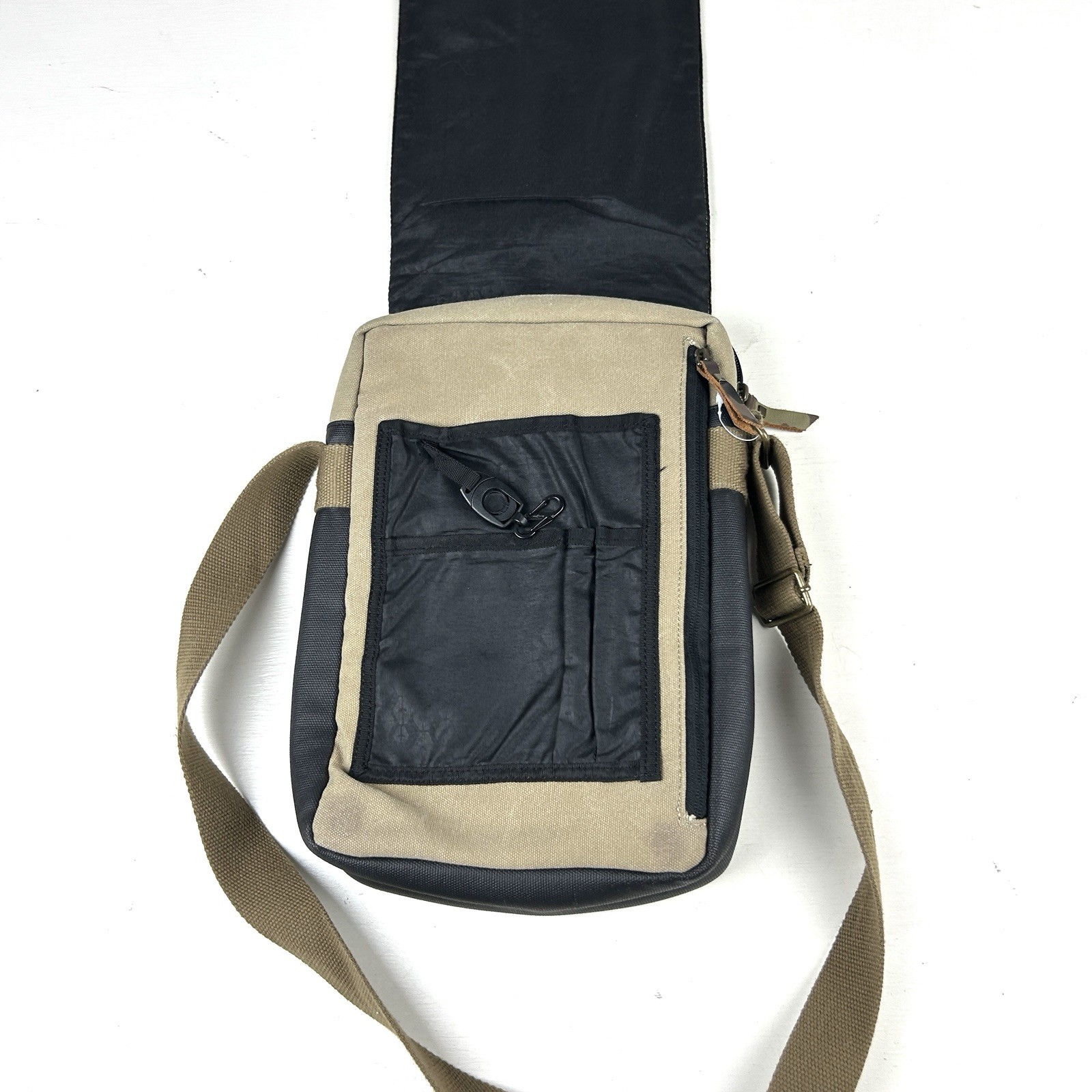 Hex Canvas Crossbody Bag Rectangle Brown Satchel