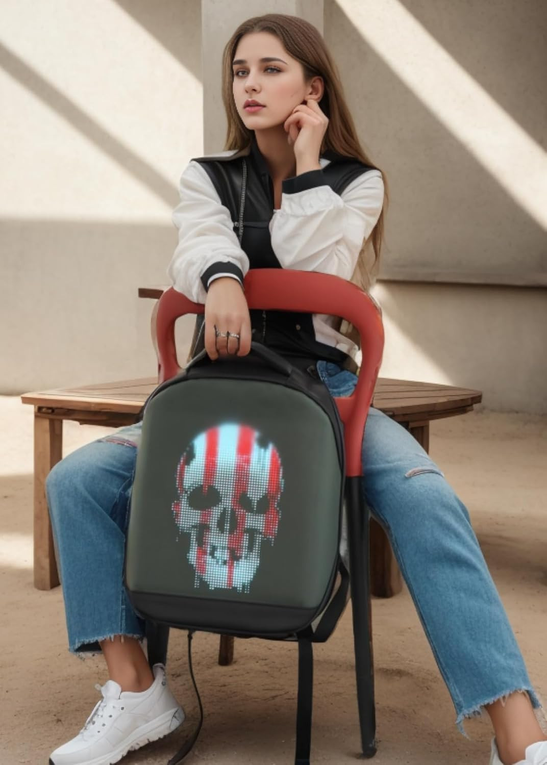 Led Backpack with Programmable Screen,Hd Color Screen App Control 17 Inches Lapt
