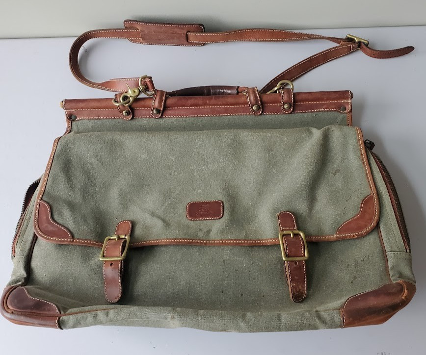 Rare Gon Accessaries Club Canvas & Leather Messenger Bag Shoulder Briefcase