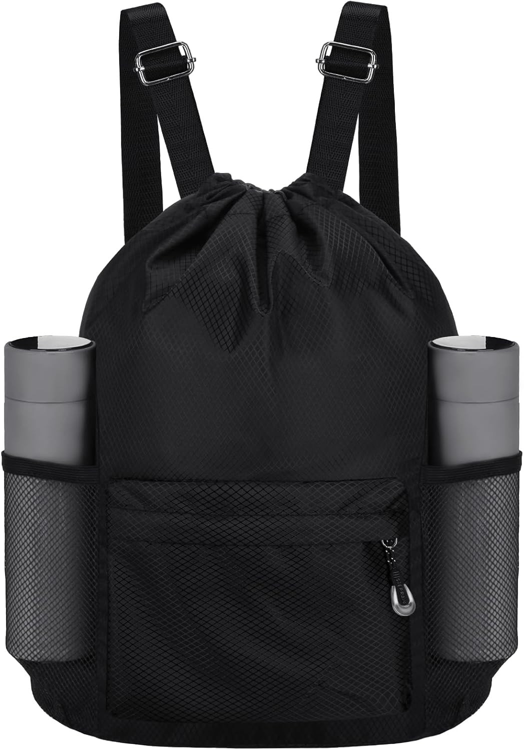 Waterproof Drawstring Bag, Lightweight String Backpack with Water Bottle Holder