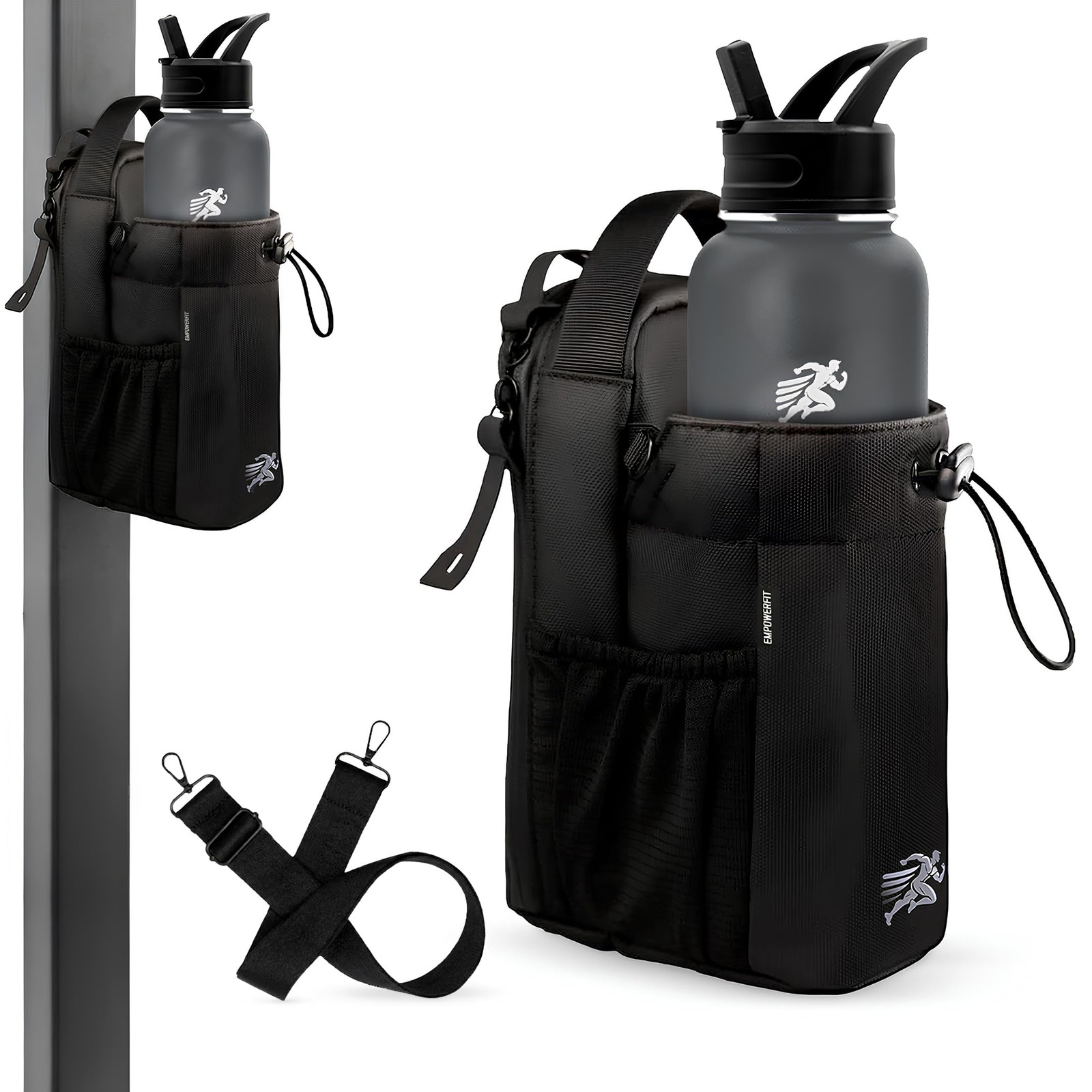 Magnetic Gym Water Bottle Bag with 40oz Bottle – Magnetic Water Bottle Holder…