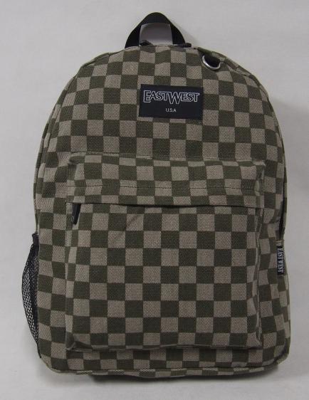 Canvas Checkered Backpack School Pack Day Bag Hike Camp Camping Travel Rucksack