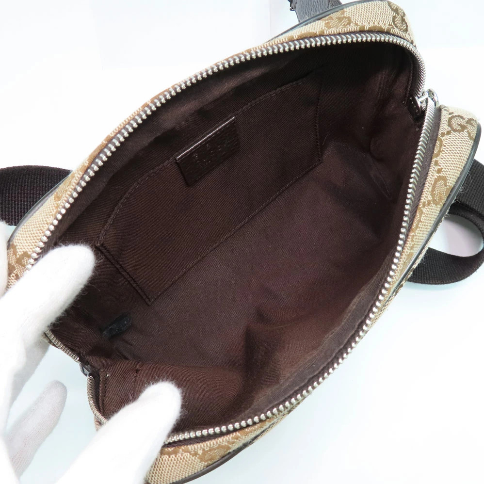 Gucci GG canvas Belt Bag 449174 Body bag Beige Brown Silver hardware Used