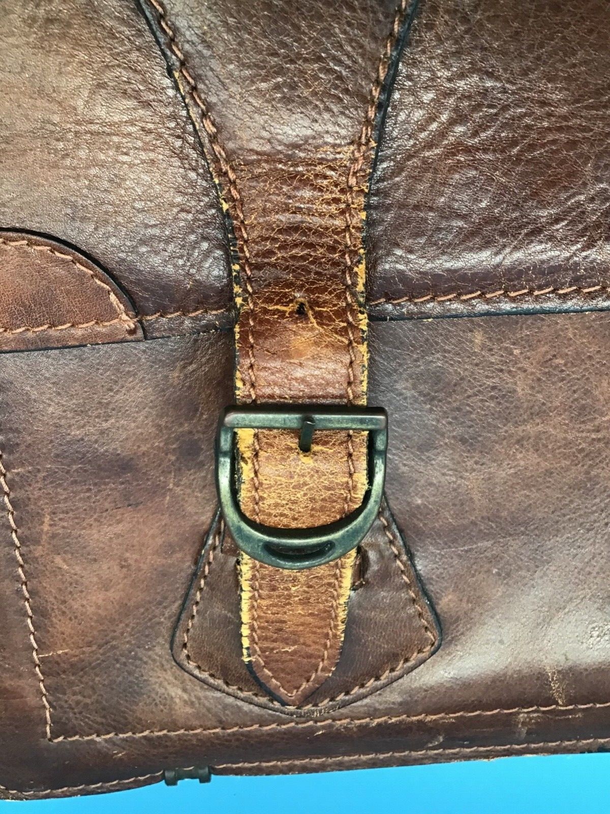 Renwick Brown/Tan Leather Briefcase Made in Canada Vintage 17 x 14 Inches