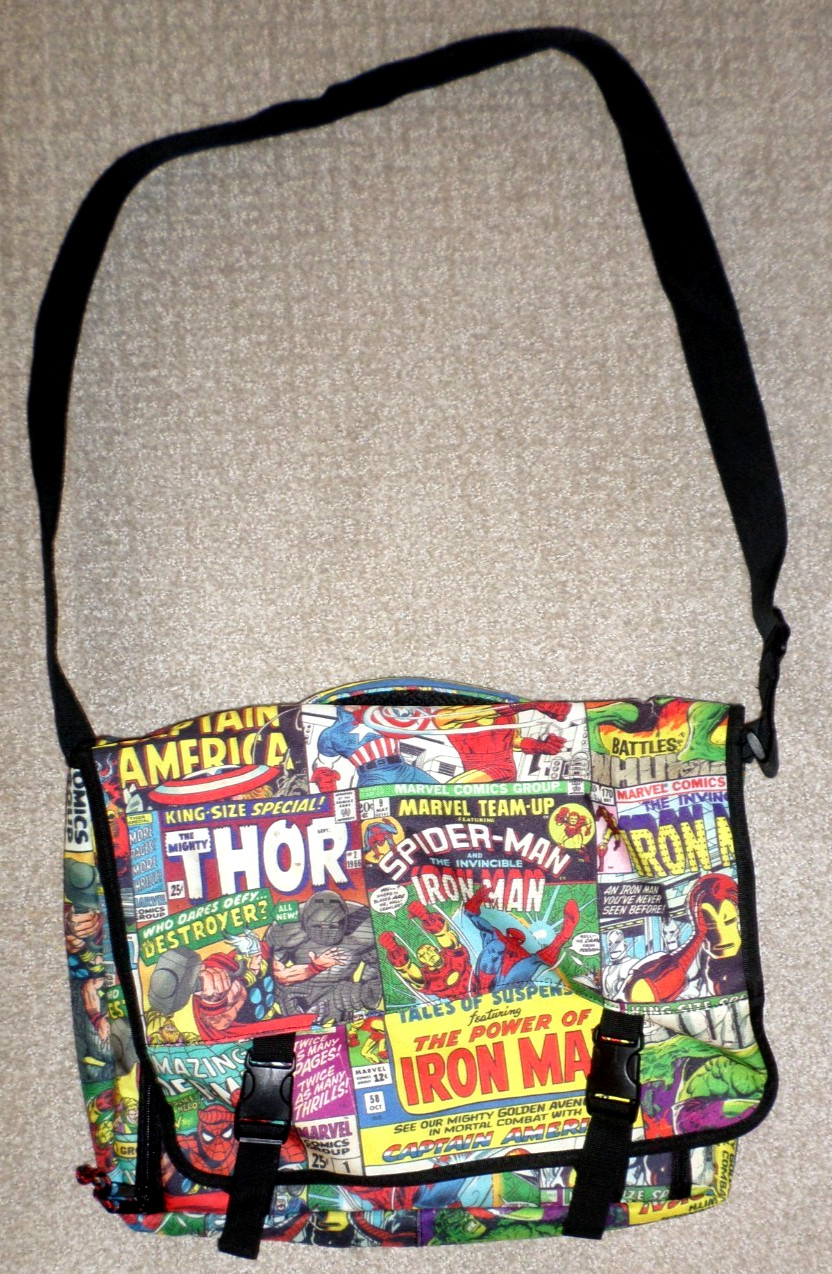 Marvel Comics Messenger / Computer Canvas Bag 16″X13″ Avengers, Spiderman