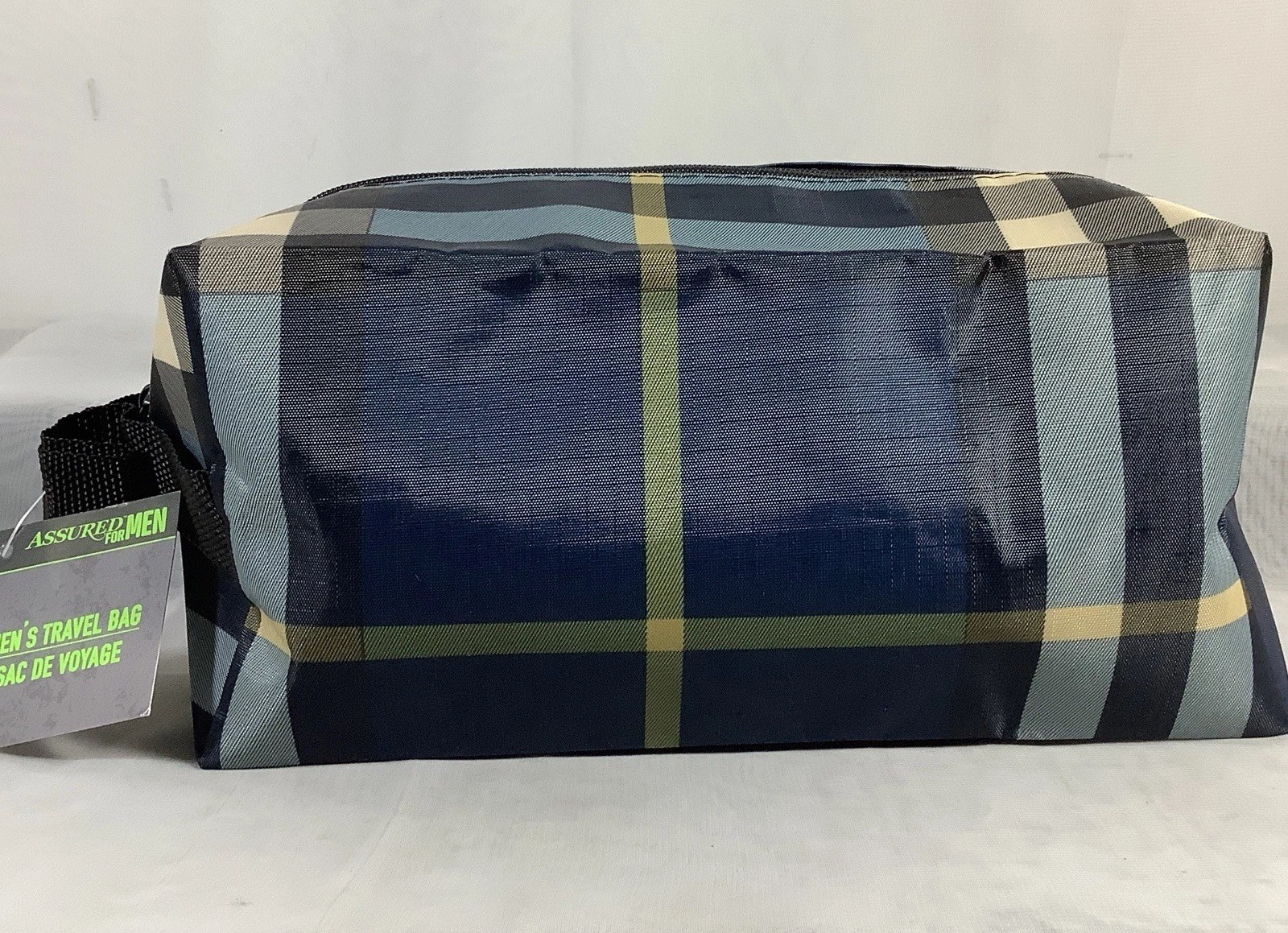 Assured Light Weight Plaid Travel Toiletry Bag Polyester Vinyl Plaid Blue – NWT
