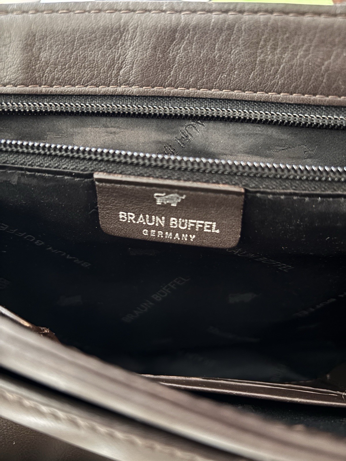 Braun Buffel Original Leather Messenger Shoulder Bag Retro Modern Style Germany