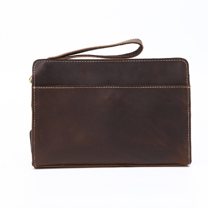 Mens Real Leather Briefcase Wrist Clutch Handbag Sling Messenger Bag Organizer