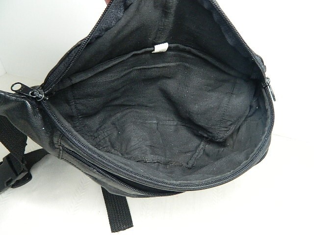 Black Leather Fanny Pack 3 Zippered Compartments Adjustable Belt Made in India