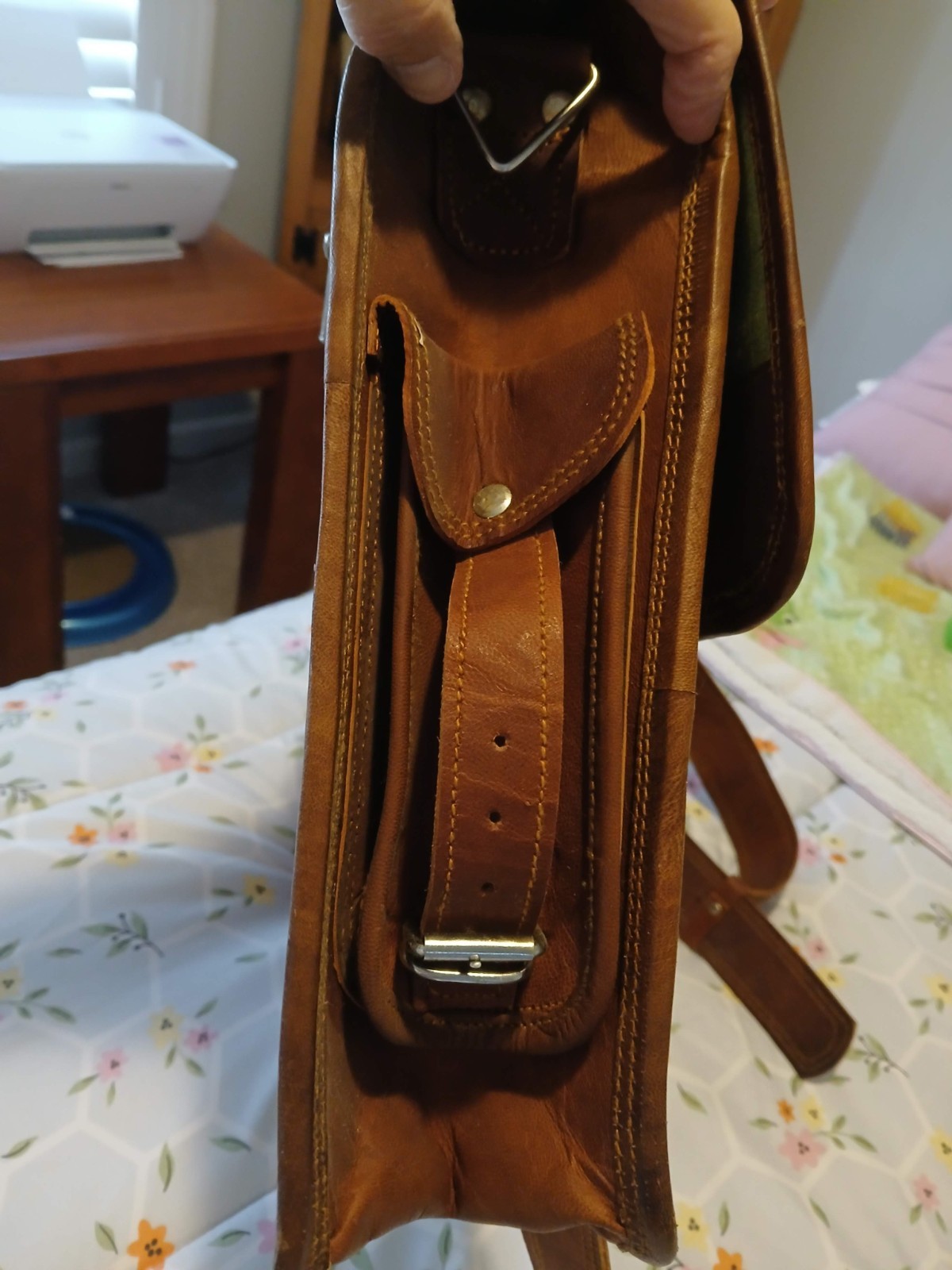 MEN’S HANDMADE WORLD EXECUTIVE BROWN LEATHER SATCHEL MESSENGER BAG MADE IN USA