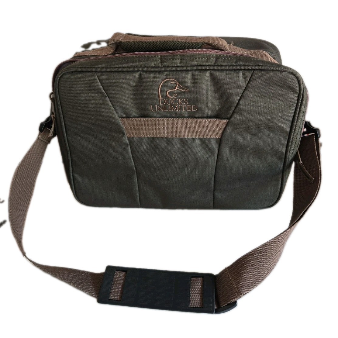 Ducks Unlimited Canvas Padded Fishing Reel Zip Up Case Pockets Handle 14x10x5.5″