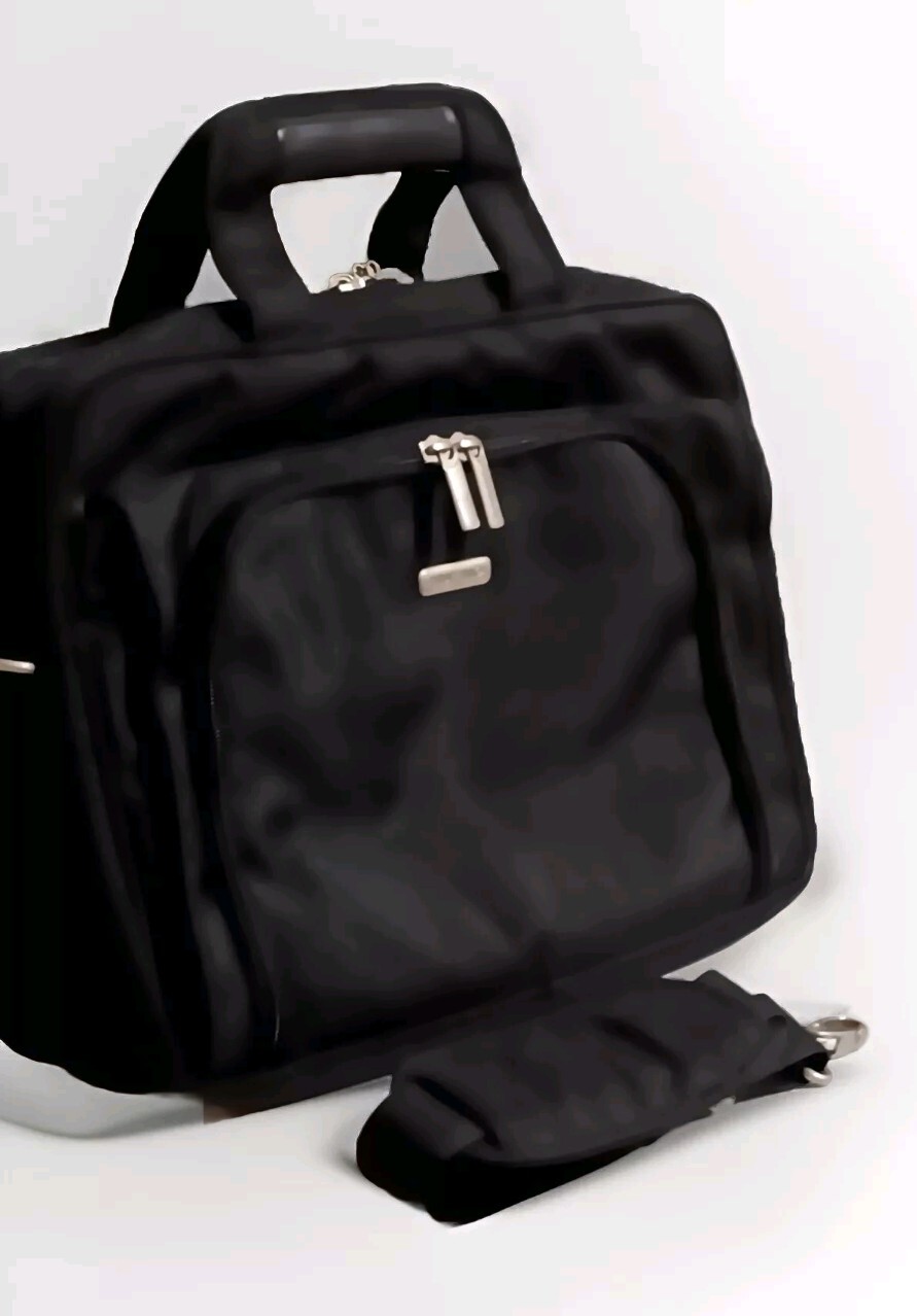 Murano Black Canvas Portfolio Laptop Briefcase Shoulder Bag Carry On NO WHEELS