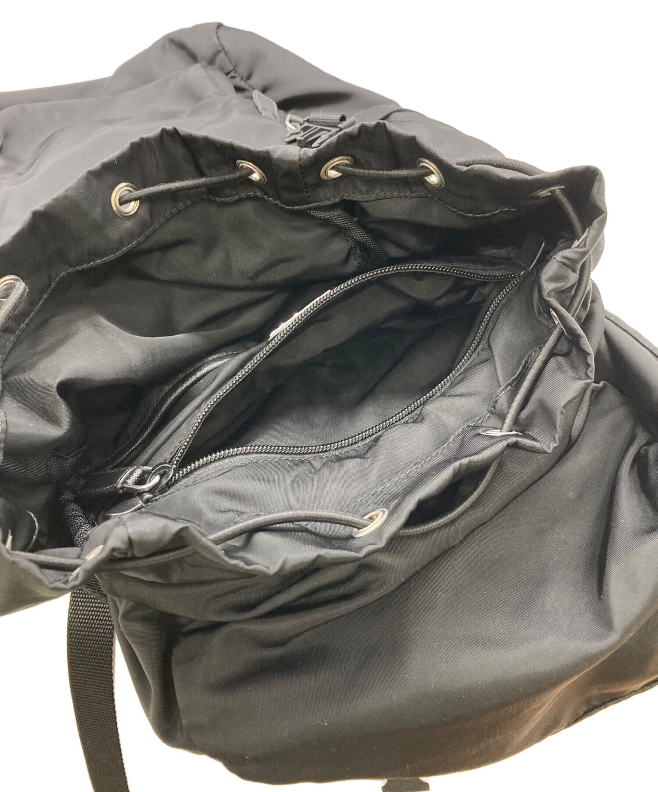 Prada Nylon Backpack Rucksack Daypack Bag Black Double Buckle Drawstring 2VZ135
