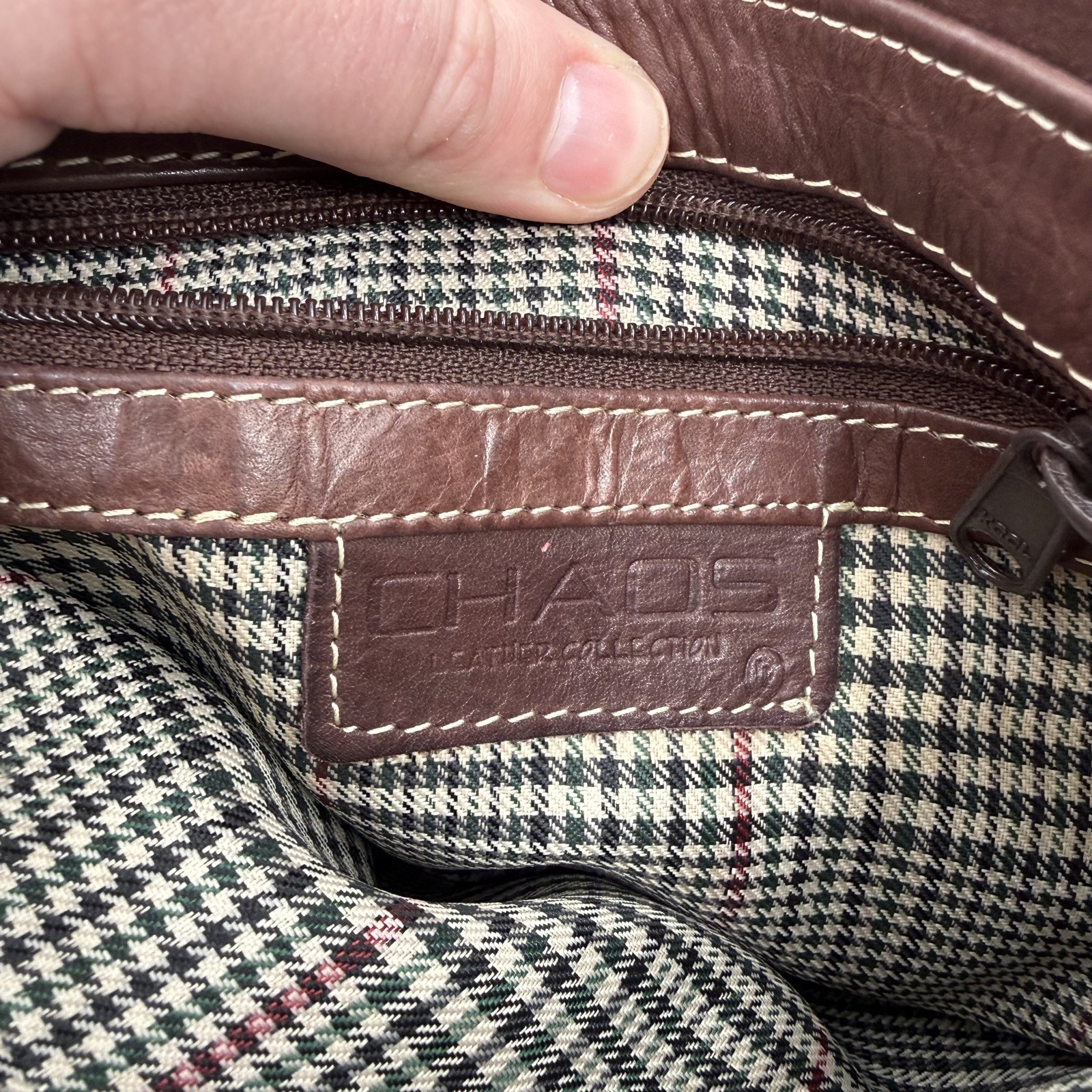 CHAOS Rust Brown Leather Medium Messenger Bag Organizer Office Commute Travel