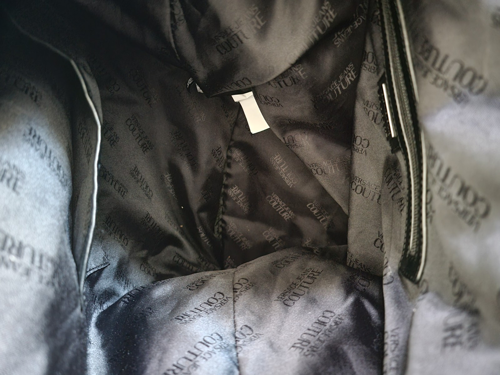 Versace Jeans Couture Backpack Black on Black Drawstring with Faux Leather