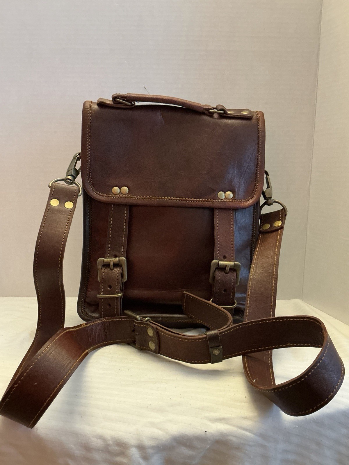 Rustic Handmade Leather Messenger Bag Unisex Genuine Shoulder Crossbody Satchel