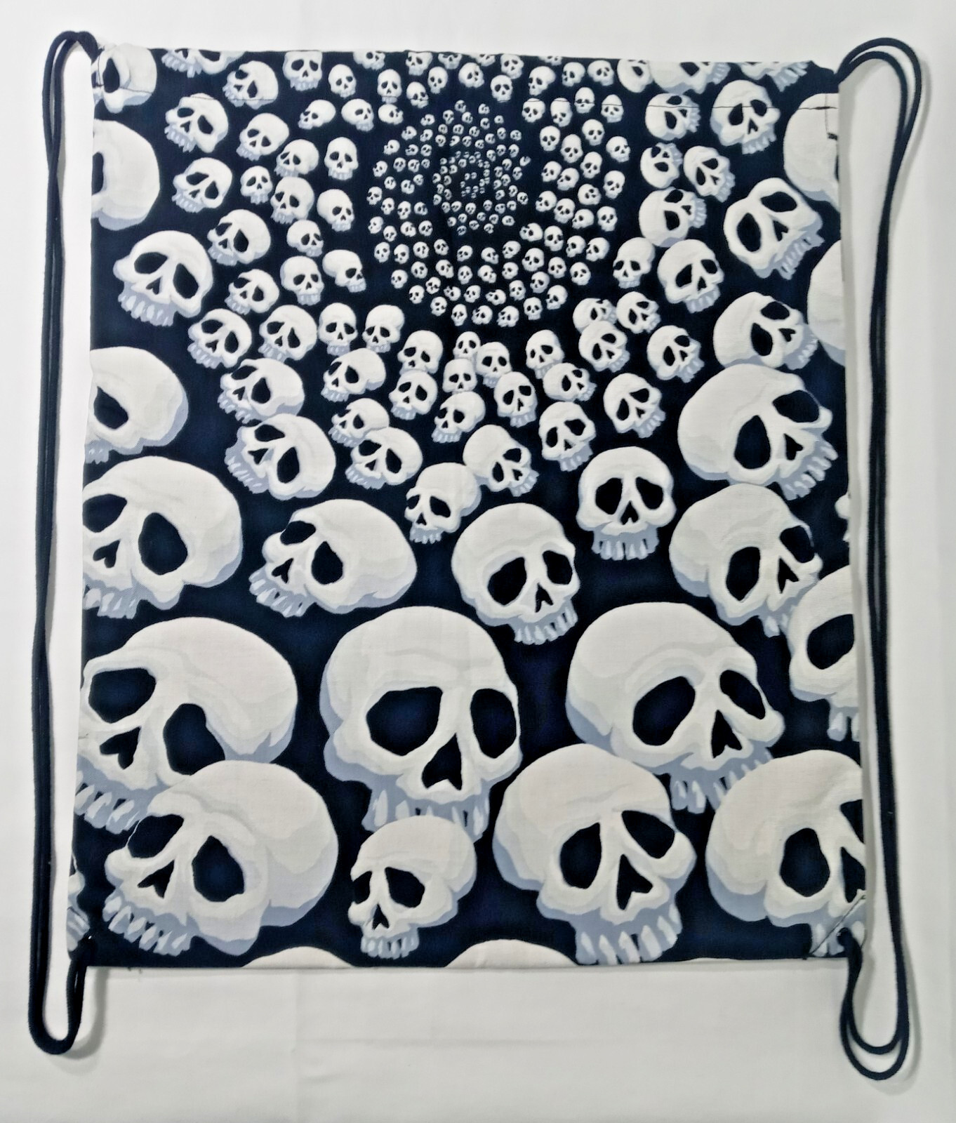 Handmade Lined Drawstring Backpack with Alexander Henry Skullfinity Cotton
