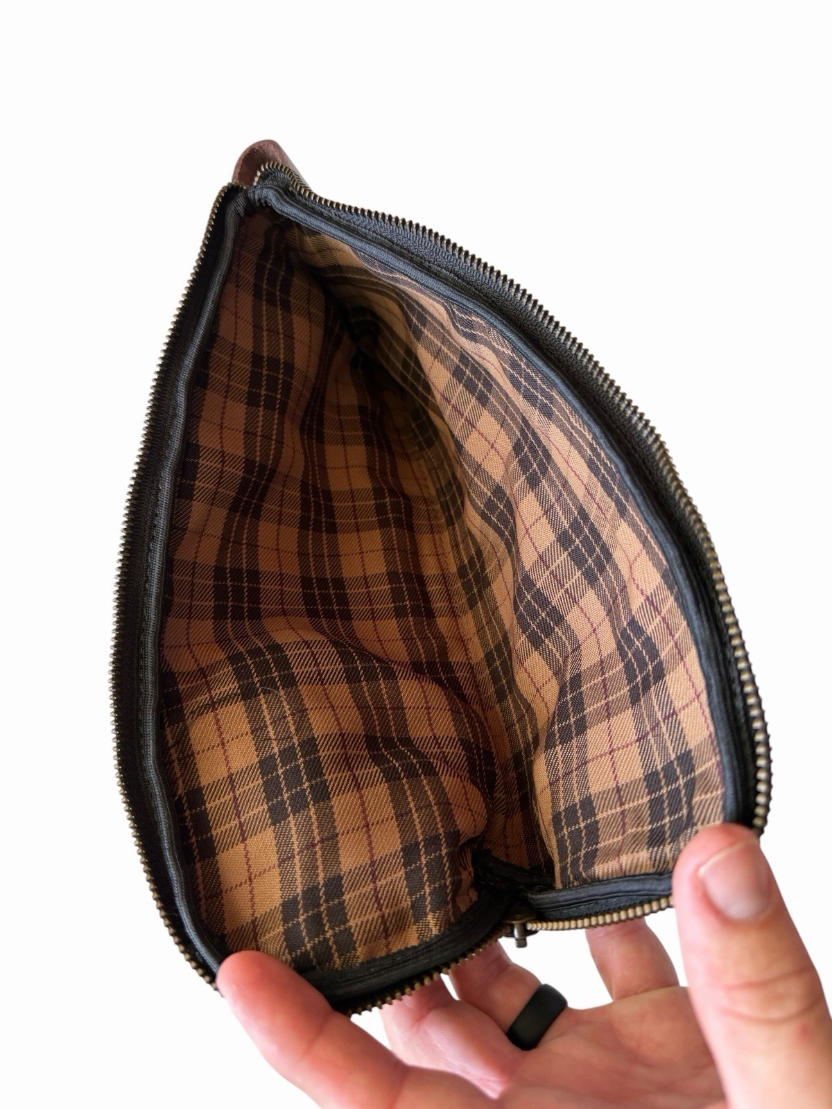 Hide And Drink Full Grain Leather Zip Up Pouch 11″ x 5″ Nice Solid Condition!