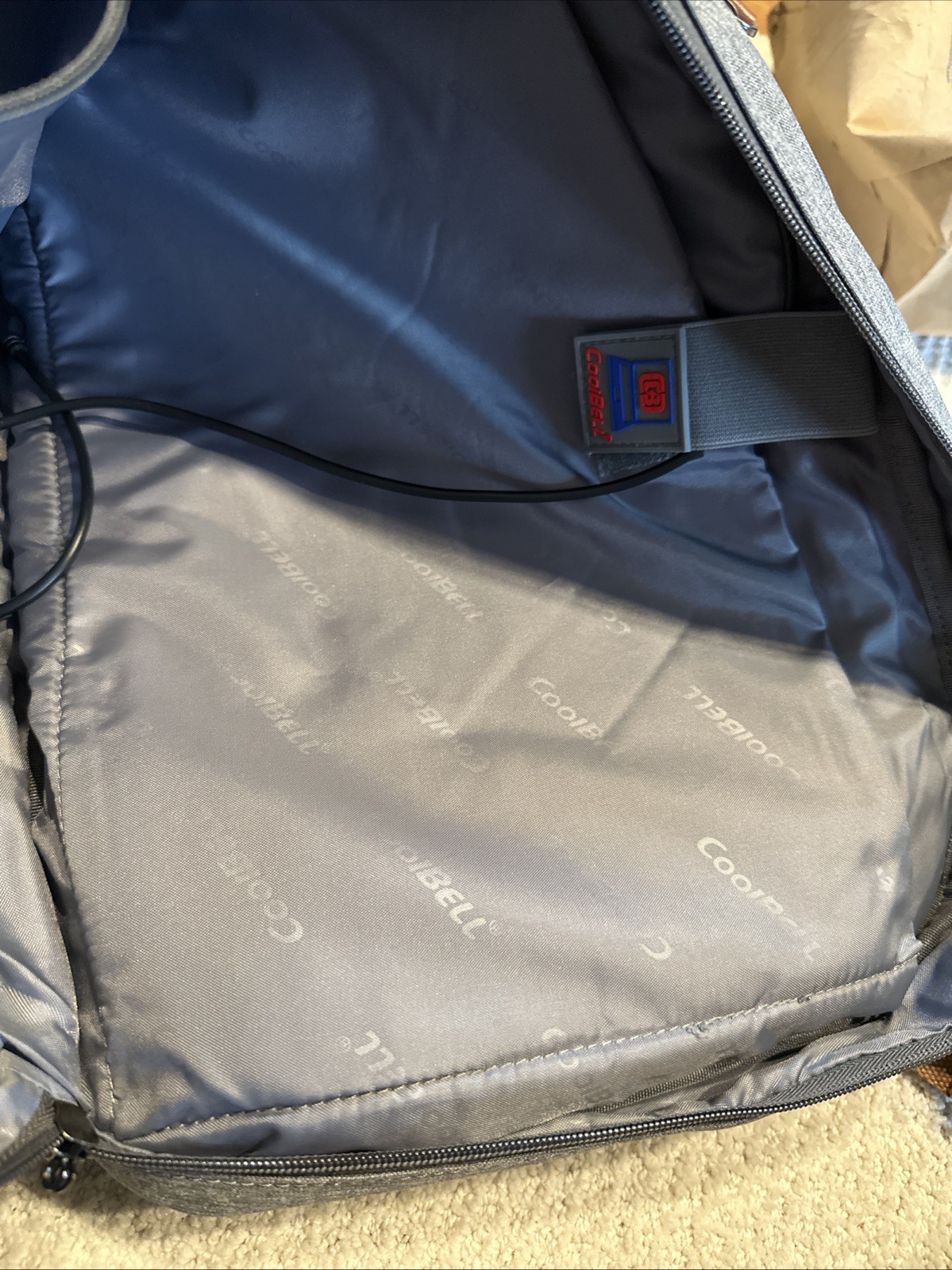 Men’s Dark Grey Coolbell Backpack, Travel bag Multiple Pockets And Zippers 3way